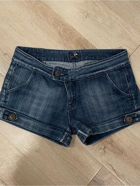 Vigoss Dark Indigo Washed Denim Shortie Shorts Y2K
